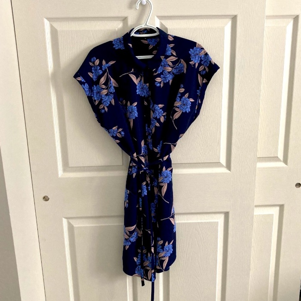 Blue Floral Shirt Dress